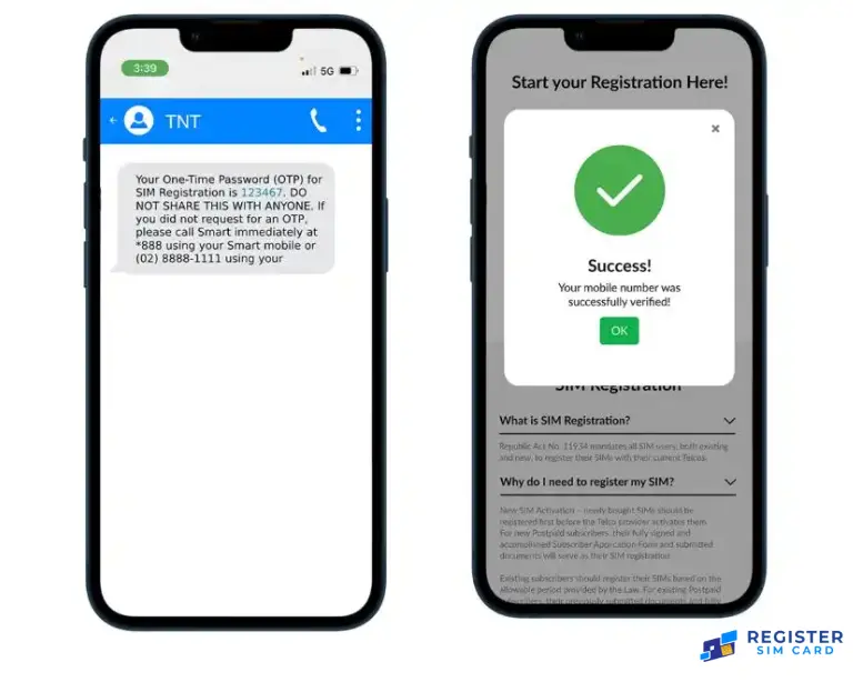6-digit OTP for tnt sim