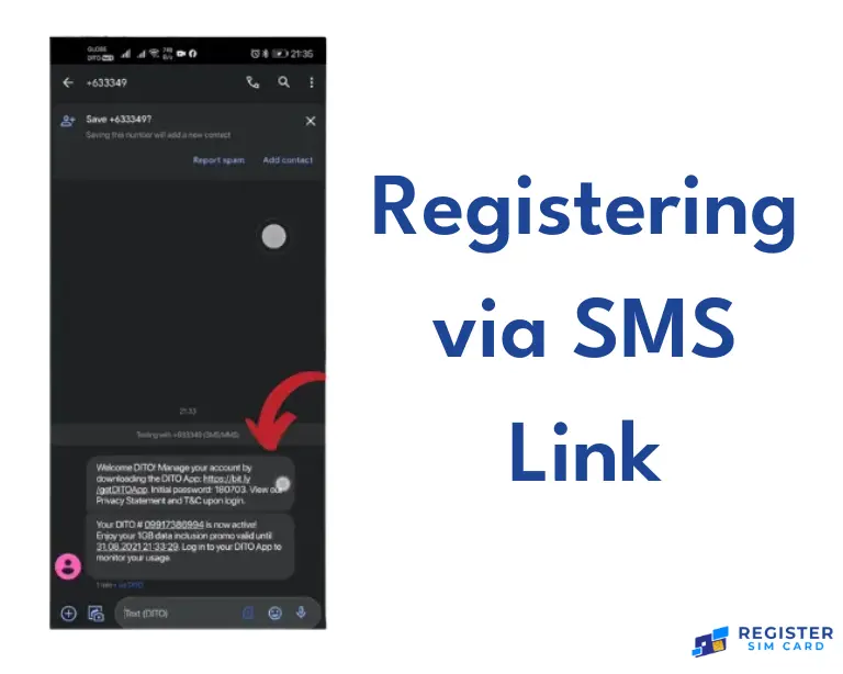Registering via SMS Link