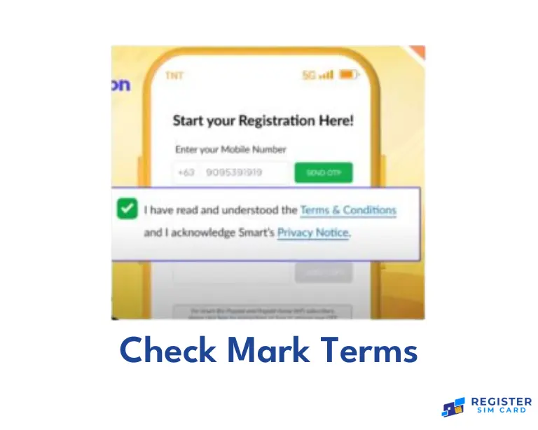 Select All Conditions to register your tnt sim card
