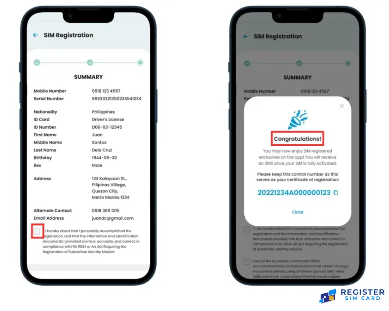 Tnt sim Registration using the GigaLife