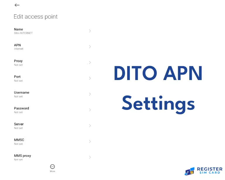 DITO APN Settings
