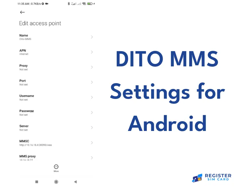 DITO MMS Settings for Android