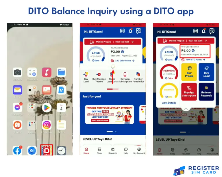 DITO Balance Inquiry using a DITO app