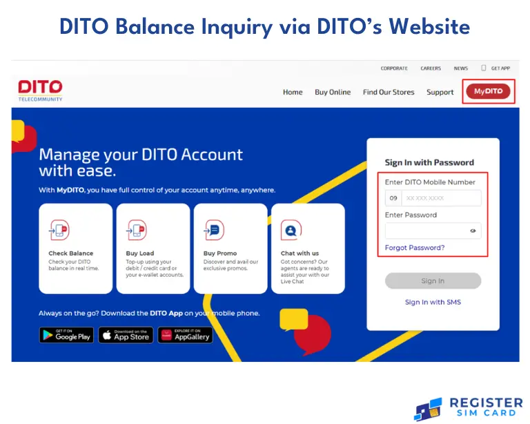 DITO Balance Inquiry via DITO’s Website