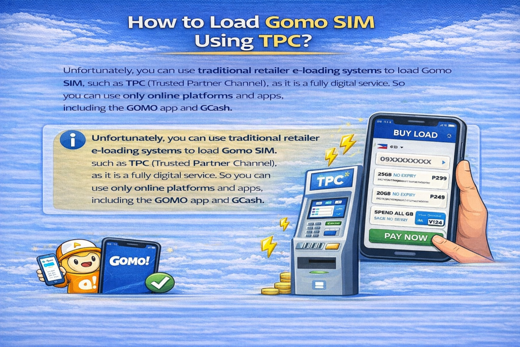 How to load Gomo SIM using tpc