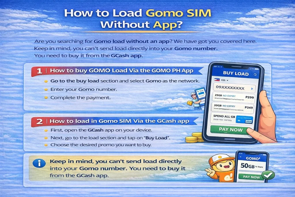 How to load Gomo SIM without app